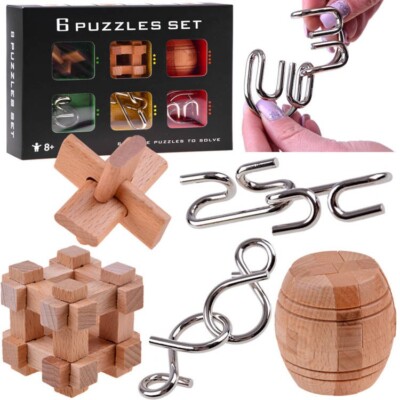 Knifflige Logikrätsel Geduldsspiel Puzzle Denksport mit verknoteten Metallteilen