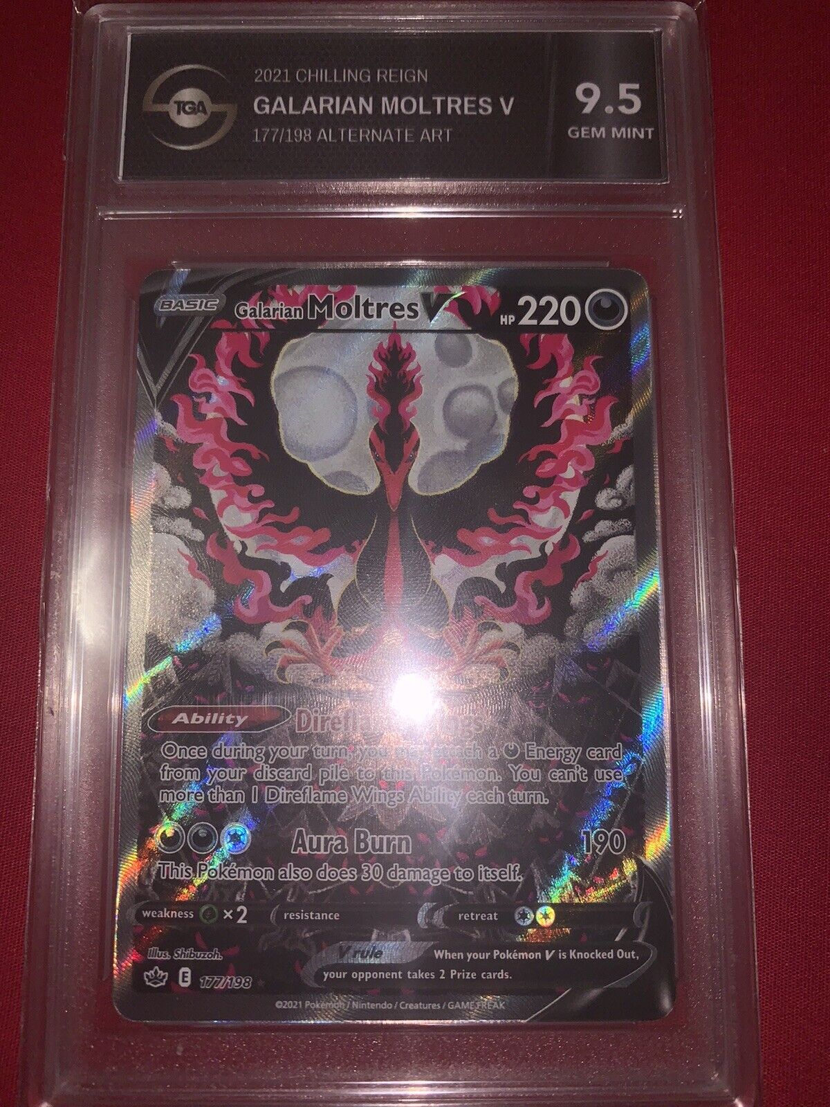 Mavin  Pokemon TCG Chilling Reign GALARIAN MOLTRES V Holo Rare Card #  097/198