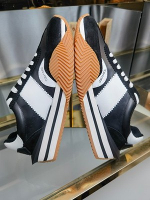 Tom Ford Black White Suede Leather Retro Platform Men's Casual Shoes