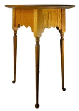 River Bend Figured Maple Oval Top Queen Anne Side Table With Turned Legs