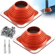 2 Pcs #6 Od 4-3/4'' - 10'' Silicone High Temp Metal Roof Pipe Flashing Boot Kit 