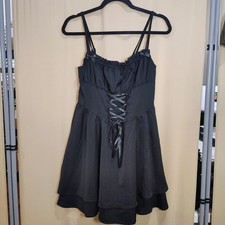 Laced Corset Mini Dress Women S/M Black Bow Coquette Goth Cosplay Costume