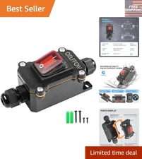 Versatile Water-Resistant Toggle Switch with Red Rocker - 20A, Compact Design