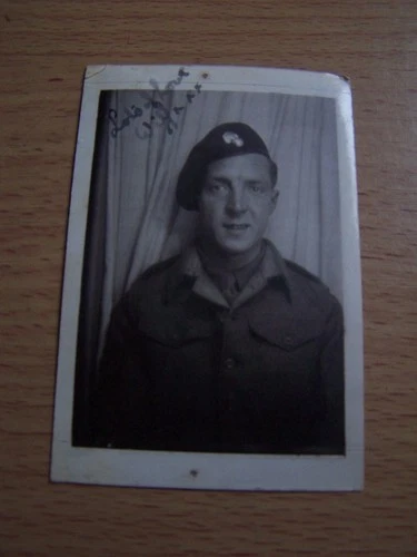 WW2 Military Soldier Portrait Vintage Photo Side Cap