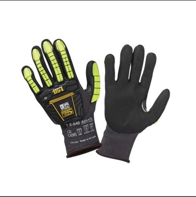 10 pack Ansell ringer R-840 Size 9 nitrile Gloves coated palms, impact resistant