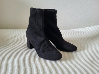 Damenstiefeletten Nubuckleder-Stoff schwarz Gr. 39 gerbraucht