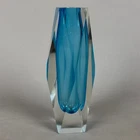 Murano Glass Vase Flavio Poli Design Azzurro Blue Sommerso 1970s Modern