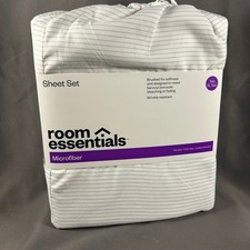 Room Essentials Sheet Set Microfiber Wrinkle Resistant Twin XL Gray Stripe