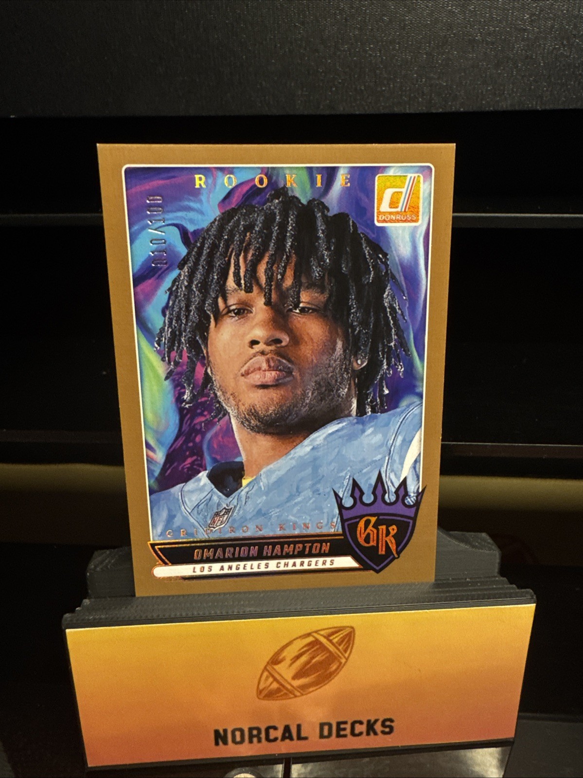 2025 Panini - Donruss Omarion Hampton /100 Gold Gridiron Kings LA Chargers