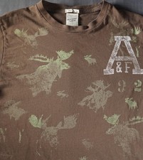 Abercrombie  Fitch Shirt Mens Large Muscle Vintage Tee Moose Leaves AF Logo