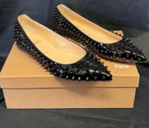 Christian Louboutin Pigalle Picos Pisos Negro Glamour Lujo Nuevo PARÍS Talla 39 Foto 2 de 4