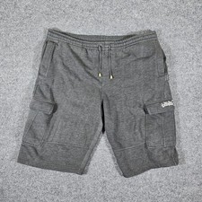 Y2K South Pole Fleece Cargo Shorts Gray Men's Size XL Baggy Logo Elastic 2000s