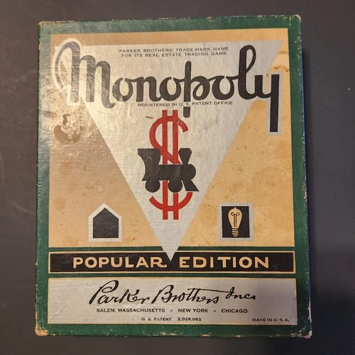 Vintage Parker Brothers Monopoly Popular Edition 1950s  W/Gold Letter Hotels