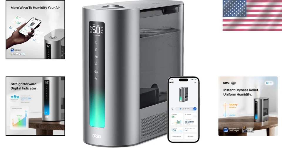 6L Smart Humidifier with Warm & Cool Mist - Ideal for Large Rooms & Babies - Image 2 of 4