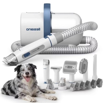 ONEISALL Dog Grooming Kit & Pet Hair Vacuum 7 in 1 Professional Vacuum New