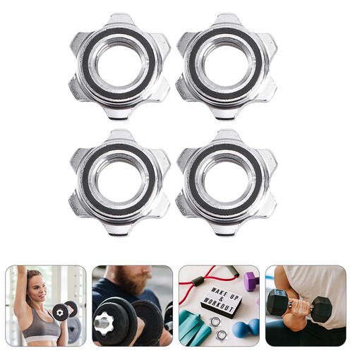 4 Pcs Barbell Lock Collar Fixed Dumbbells Spinlock Collars Hex Nut ...