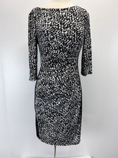 Lauren Ralph Lauren Slinky Stretch Dress Sz 8 Women’s Black White Animal Print 