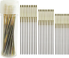 30-Pack Gold-Tipped Large Eye Embroidery Needles with round Heads - 10 Each of S