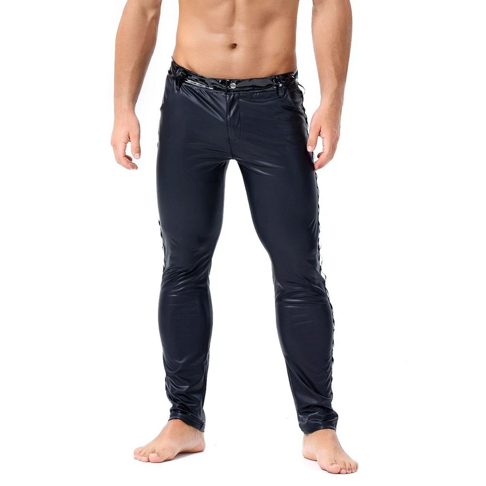 Pantalon homme style motard simili cuir coupe slim parfait pour toute saison - Photo 4/4