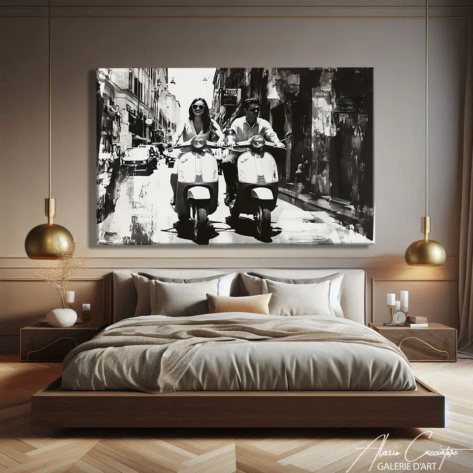 Vespa Wall Art Framed Print Black and White Italian Art Print Vintage Vespa Deco - Image 4 of 4