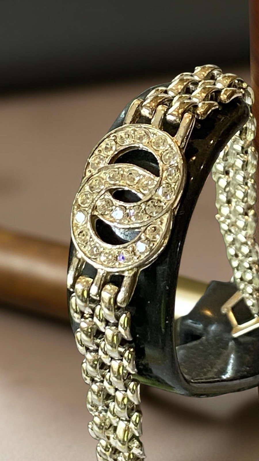 Interlocking Crystal Circle Bracelet Silver Tone … - image 1