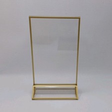 Acrylic Sign Holder 4" x 6" Plastic Table Top Menu Stand Double Sided Gold Rim