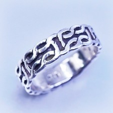 sz 7, southwestern Sterling 925 silver handmade ring, modern wavy textured band