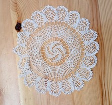 Hungarian Vintage 1970's Handmade 7" Round White Intricate Hand Crocheted Doily