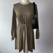 ASOS Light Brown Long Sleeve Ruffled Front Babydoll Long Sleeve Dress Size US 4