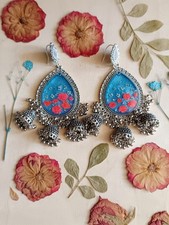 Handmade Resin Kashmiri Jhumka Earrings Floral Dangle Ethnic Fashion Bridal Gift