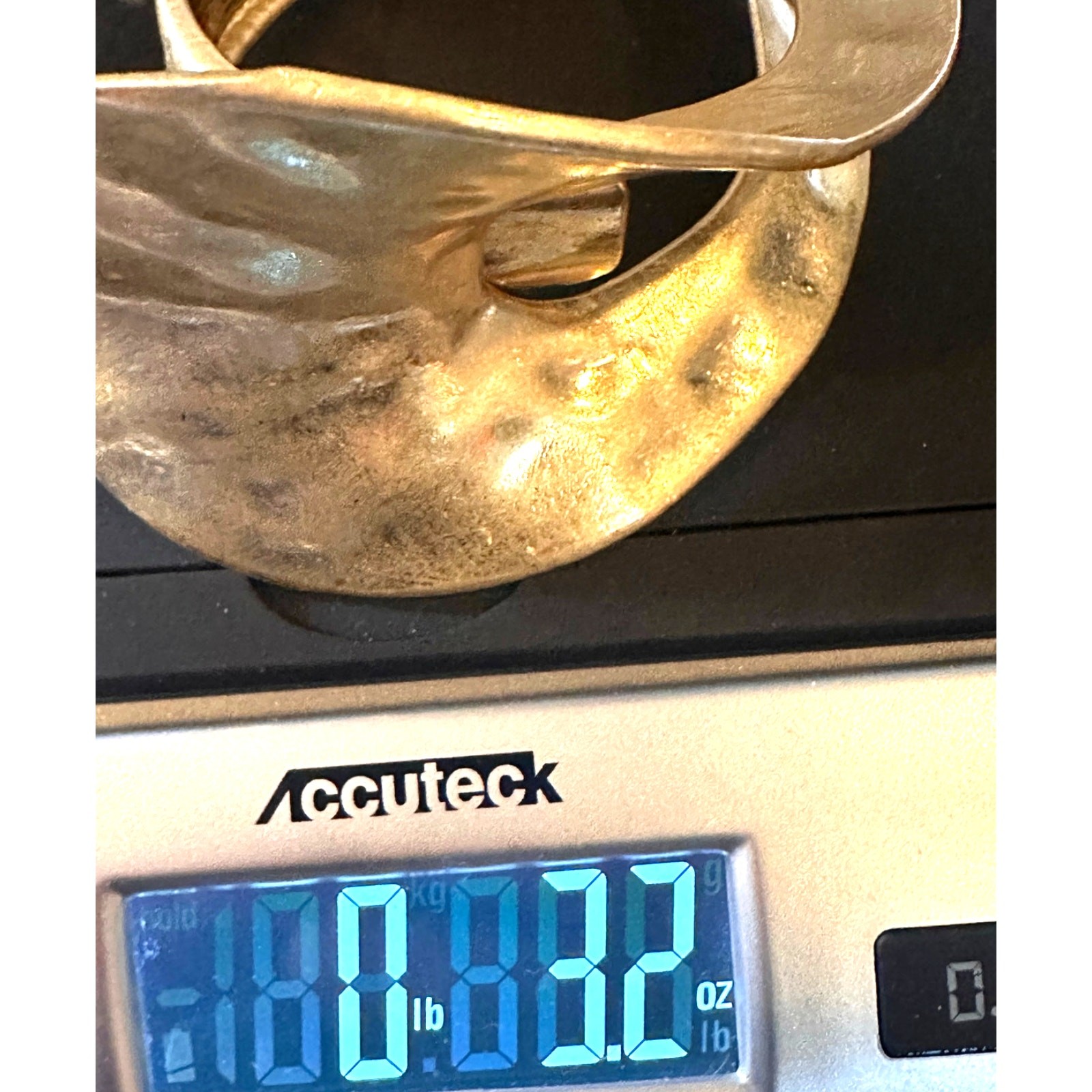 Oversized Statement Hinged Bracelet Gold tone Jew… - image 7