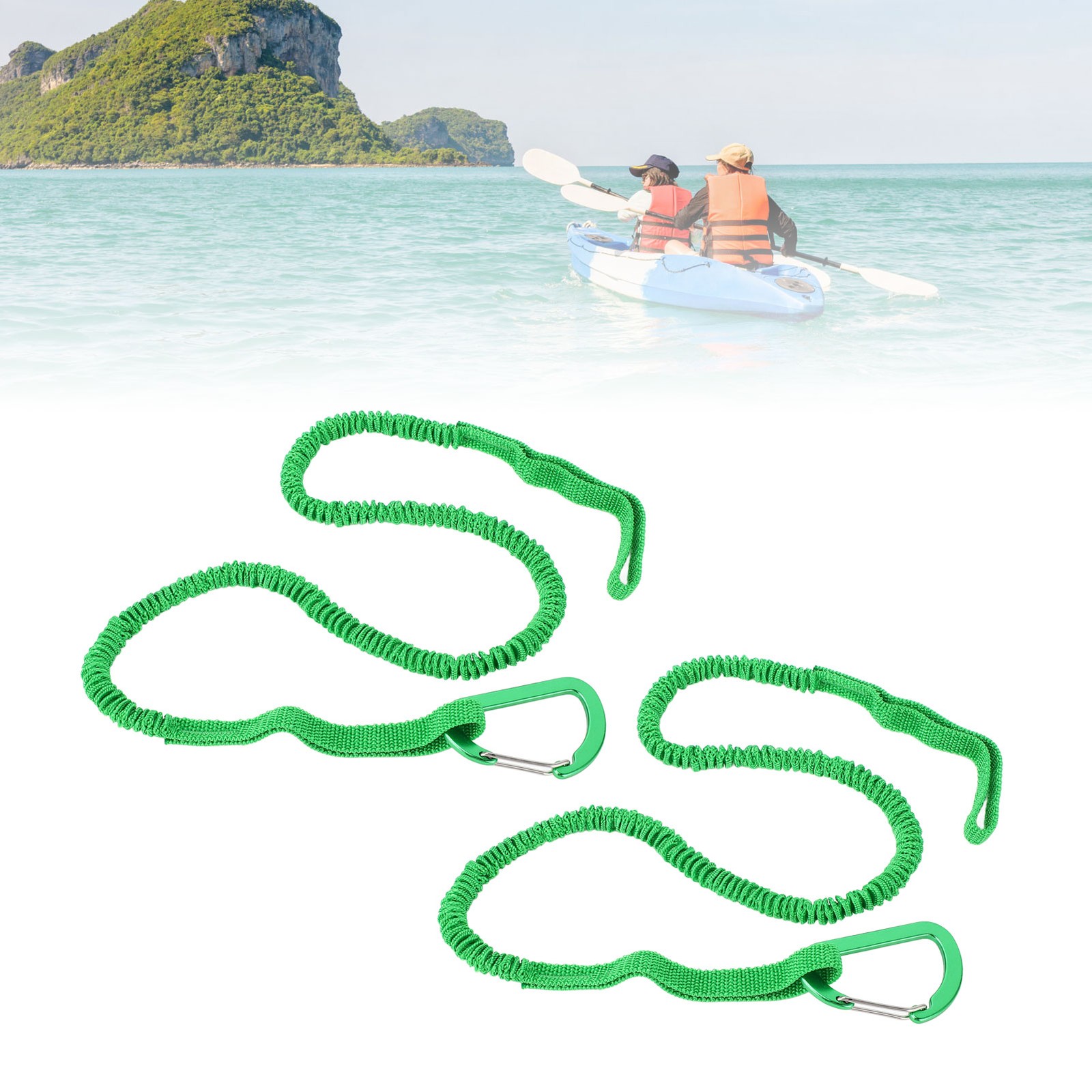 (Green)2pcs Kayak Paddle Leash Stretchable Strap Lanyard Rope For Kayaking|.