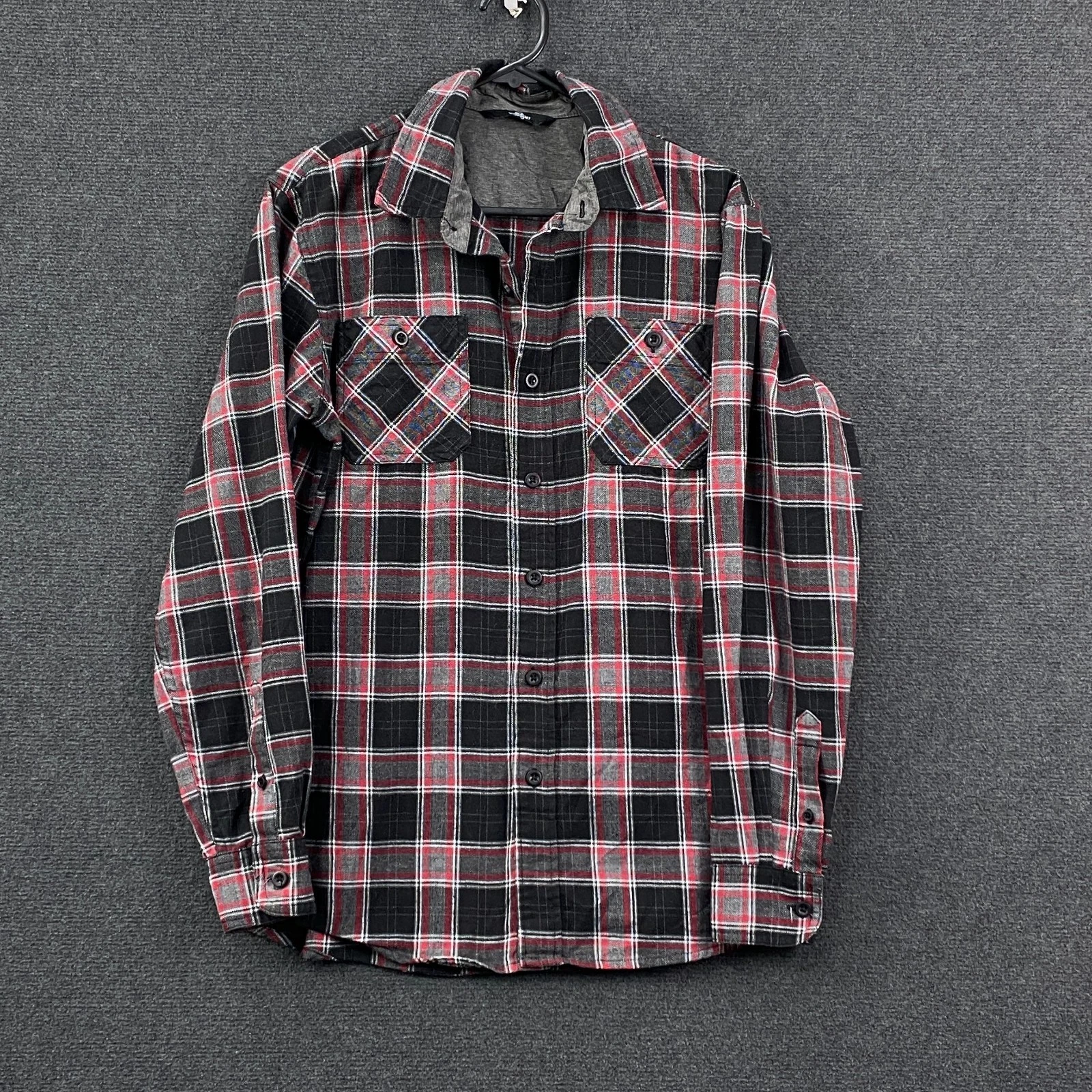 Wrangler Outdoor Mens Tartan Plaid Flannel Shirt Black Red Size S Logger