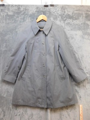 Vintage Marshall Field's Rain Coat Womens 14 Gray Fleece Lined Made USA Twill