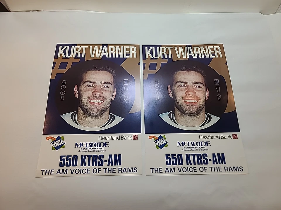 Carteles de colección del equipo NFL Kurt Warner 2001 MVP St. Louis Rams 11" x 17" - Lote de 2 Foto 2 de 4