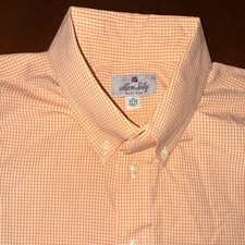 Allen Solly Platinum Mens Orange Gingham Button Down Shirt 17 34-35 Made in USA