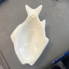 White Milk Glass 9.5” Fish Dish  marked Patent 1872 VTG Clambroth