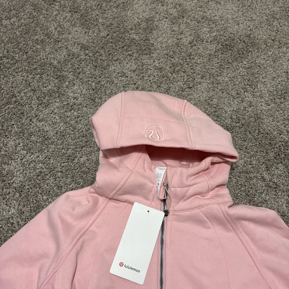 Lululemon 连帽衫女式 6 Heathered 粉色潜水全拉链拇指孔运动衫 — 第 3/4 张图片