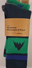 Burton Kids' Weekend Midweight 2-Pack Socks, Galaxy Green