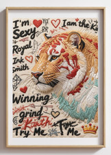 Royal ink Smith Luxury I Am The King Lion Embroidery Print Wall Art on Canvas