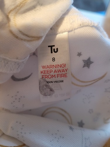 Women's White Pyjamas Set UK 8 TU Viscose Shirt & Trousers - Picture 8 of 9