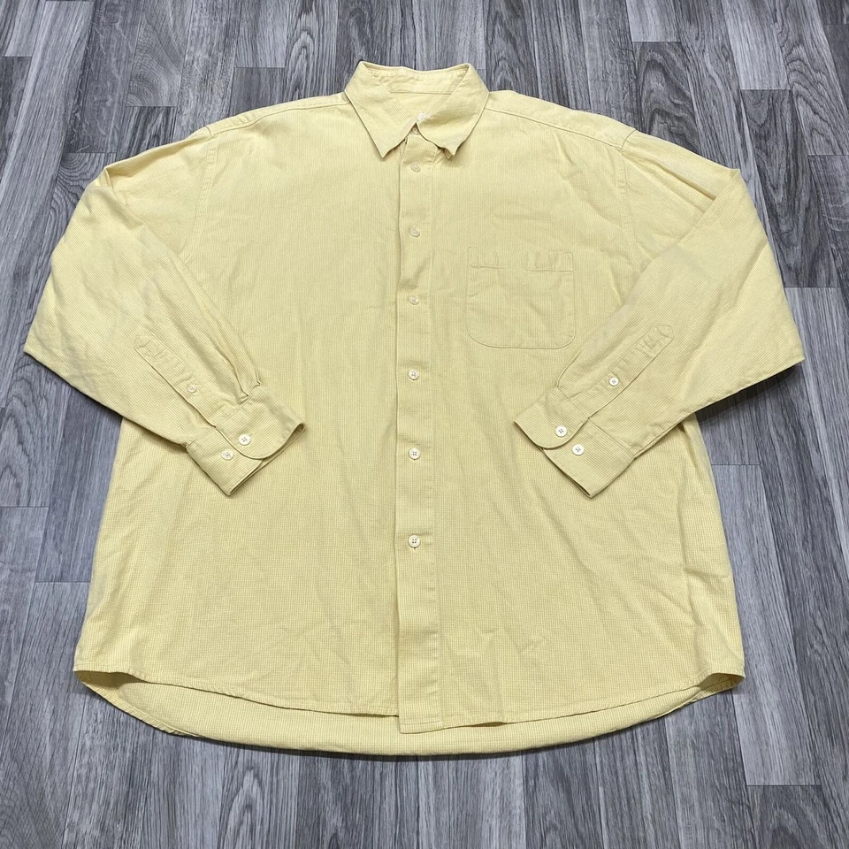 Camisa informal amarilla manga larga bolsillo en el pecho con botones ASHWORTH para hombre talla L Foto 2 de 4