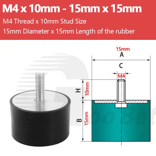 Rubber Mount Anti Vibration Male Buffer Bump Stop Damper M3 - M20 Cylindrical VE - Picture 16 of 72