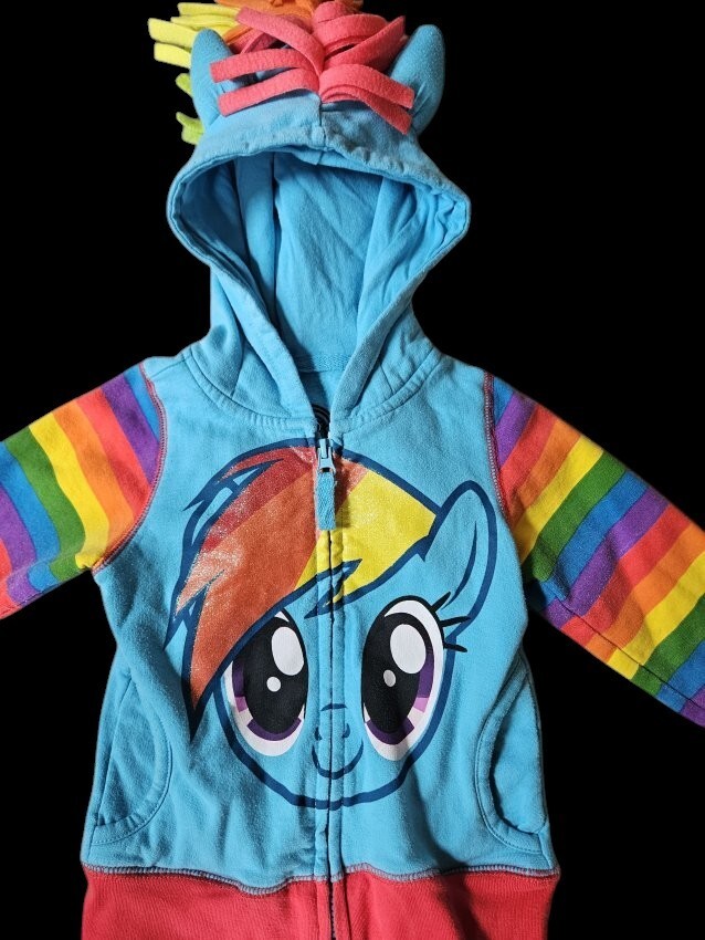 * MY LITTLE PONY Blu Drago Arcobaleno Felpa con Cappuccio Zip Anteriore Giacca Ragazza 3T