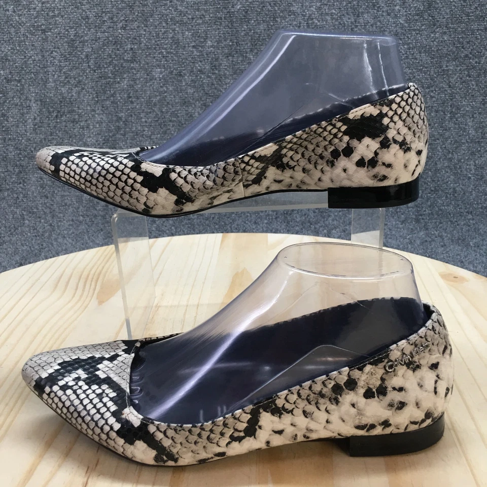 Zapatos Calvin Klein para mujer 6,5 Emerin punta puntiaguda ballet planos negro blanco cuero Foto 2 de 4