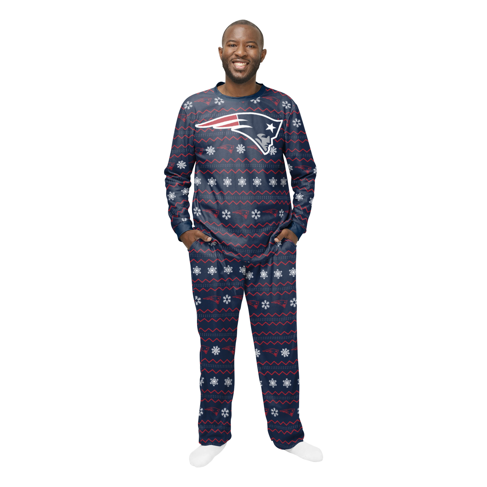 Уродливый пижамный комплект с логотипом основной команды FOCO Mens NFL New England Patriots