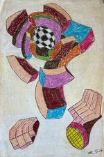 Vintage 1980 Grease Pencil on Untitled Project Abstract by ESG