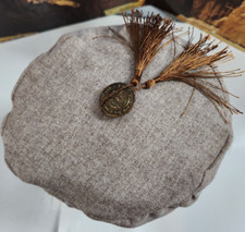 SMOKING CAP Repro. 1800s Victorian Style Tan 100 Wool Size L Hessian Button