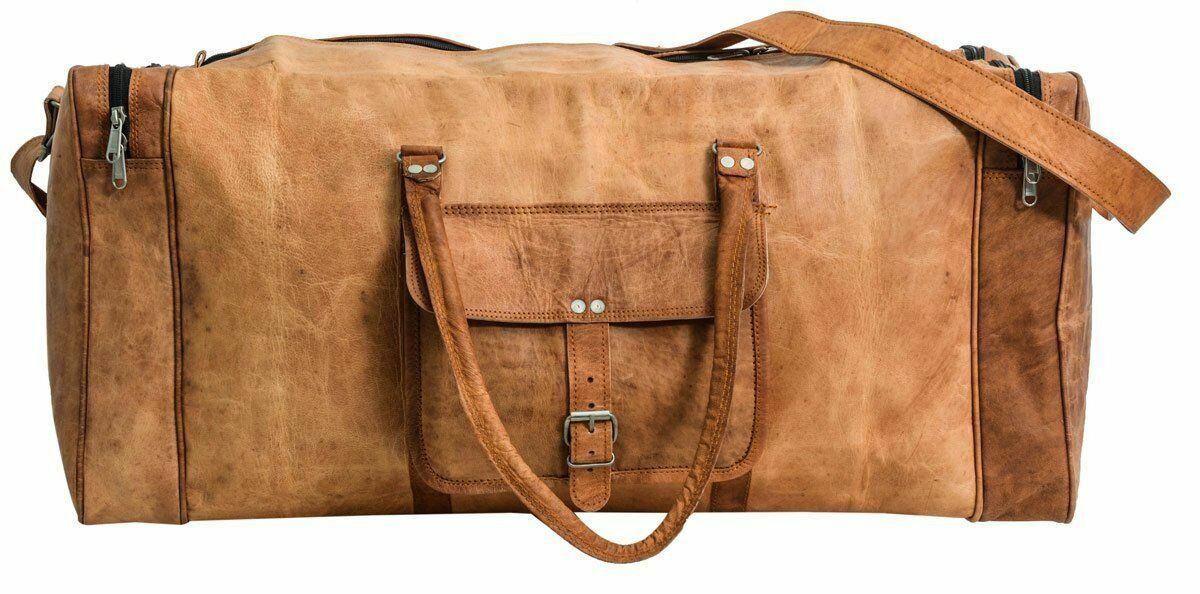 Men's Vintage Genuine Leather Large Duffel Bag for Travel Gym Weekend Overnight