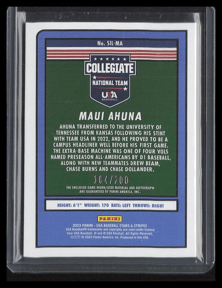 MAUI AHUNA 2023 Stars and Stripes Silhouettes Autograph Patch 164/200 - Image 2 of 2